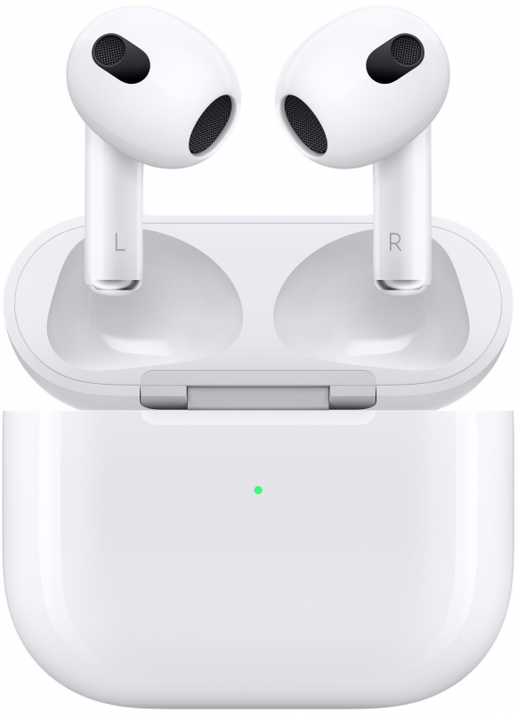 Фото Наушники Apple AirPods (3-его поколения, 2022) Lightning with MagSafe, белые На фото изображено Наушники Apple AirPods (3-его поколения, 2022) Lightning with MagSafe, белые