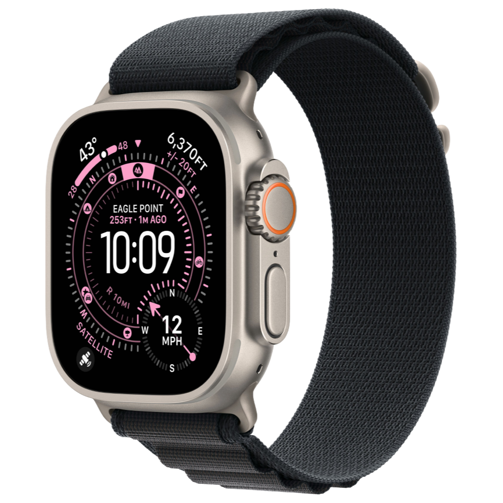 Фото Apple Watch Ultra 3 GPS + Cellular, 49 мм, корпус из натурального титана, ремешок Alpine, цвет чёрный, S Фото Apple Watch Ultra 3 GPS + Cellular, 49 мм, корпус из натурального титана, ремешок Alpine, цвет чёрный, S
